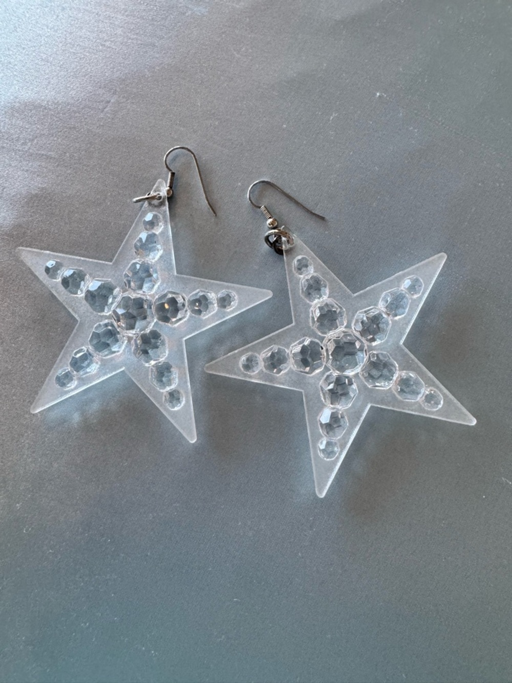 Nicole Romano Clear Star Drop Earrings with Faceted Accent Gems